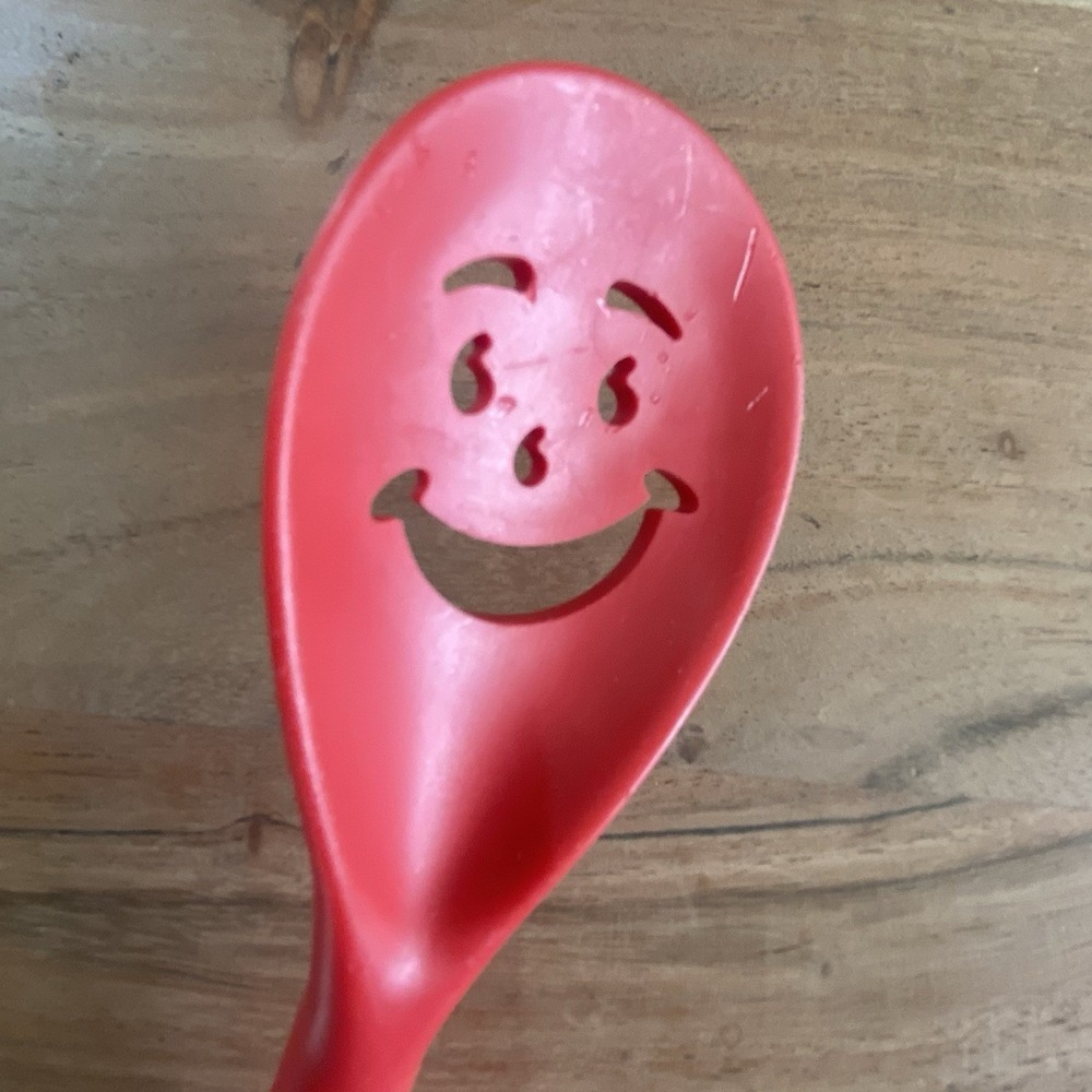 Vintage Kool Aid Red Promotional 12" Stirring Mixing Smiley Face Plastic Spoon